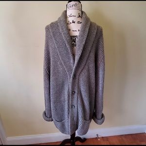 Vintage Shawl Collar Heavy Wool Grandpa Sw…